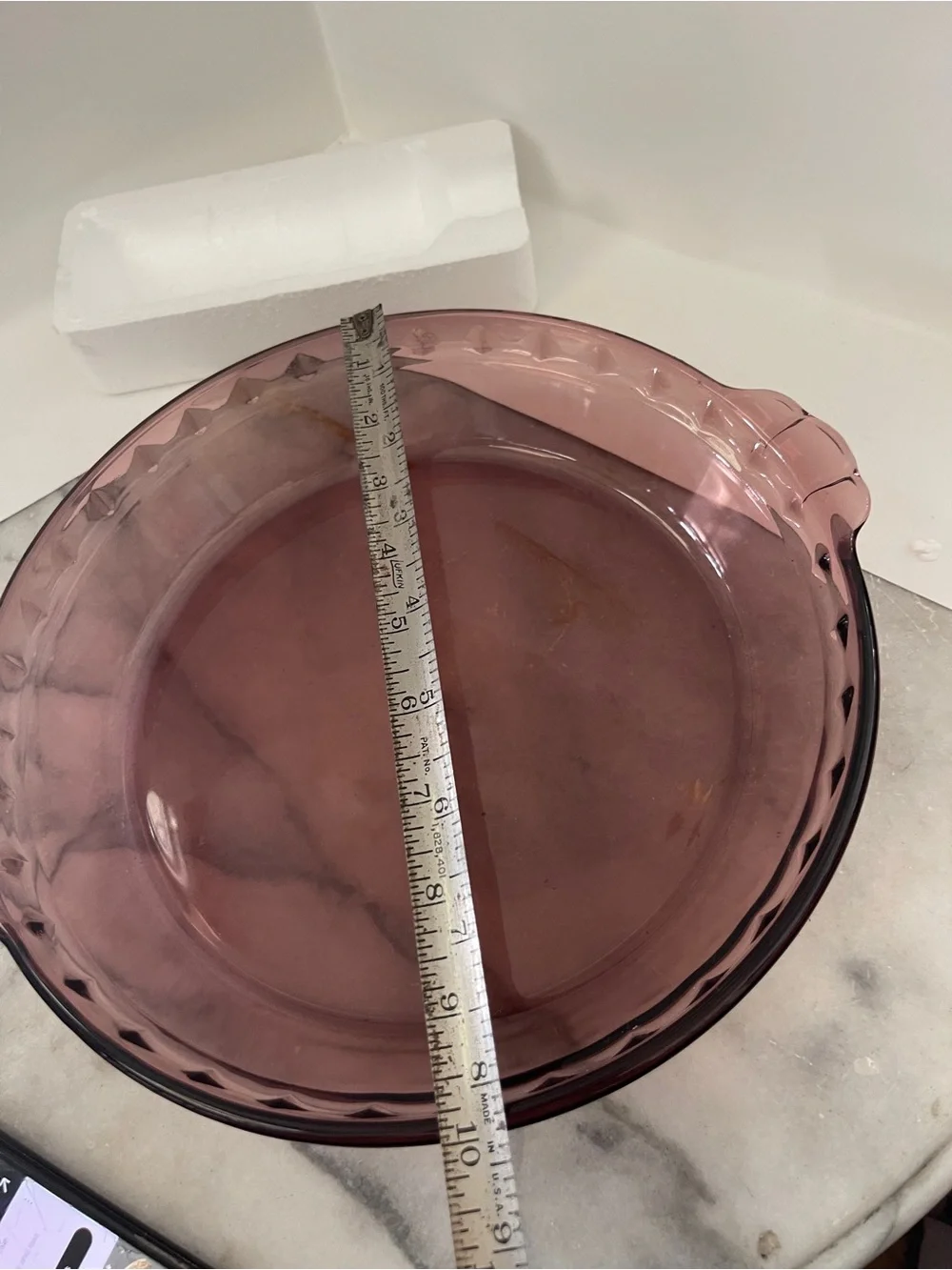 Vintage Pyrex Pie Pan Cranberry Purple Glass 10”x 1.5